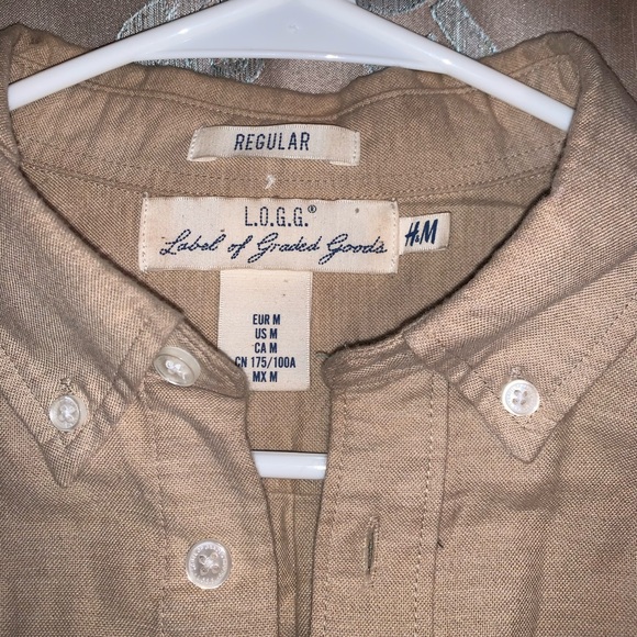 H&M L.O.G.G. Tan 100% cotton button down shirt - Picture 3 of 4